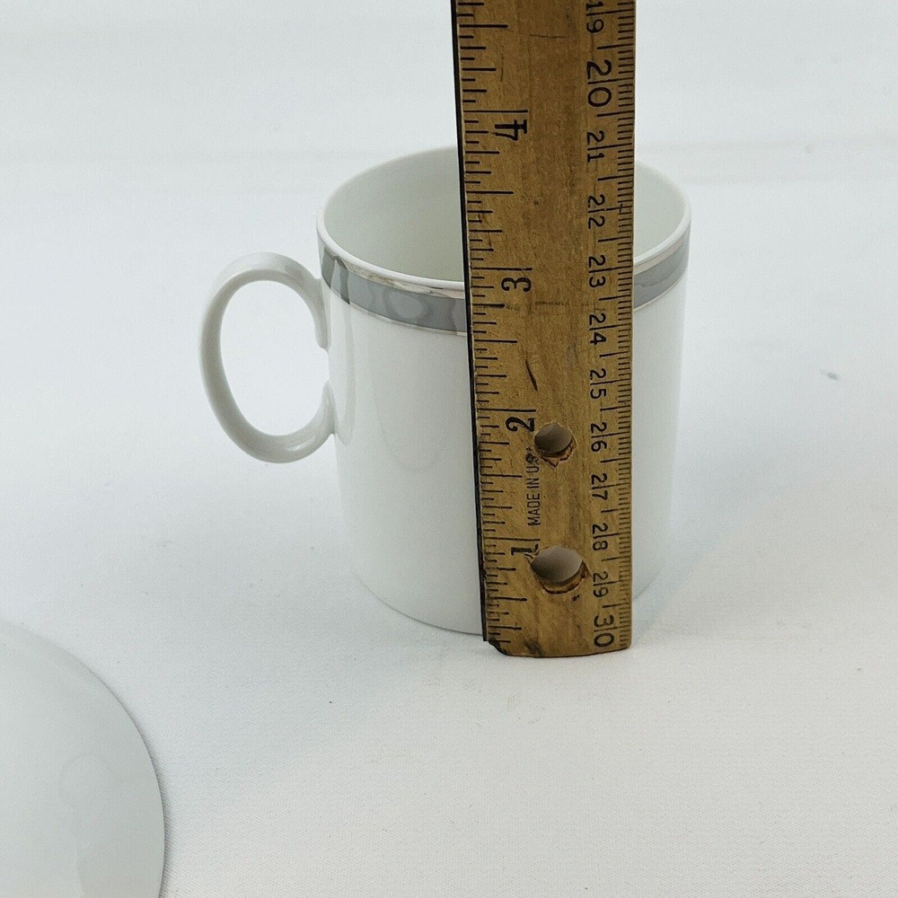 Vintage Thomas Flat Cup & Saucer Set 3" Gray‎ Platinum Band & Trim THO194 - Picture 7 of 9